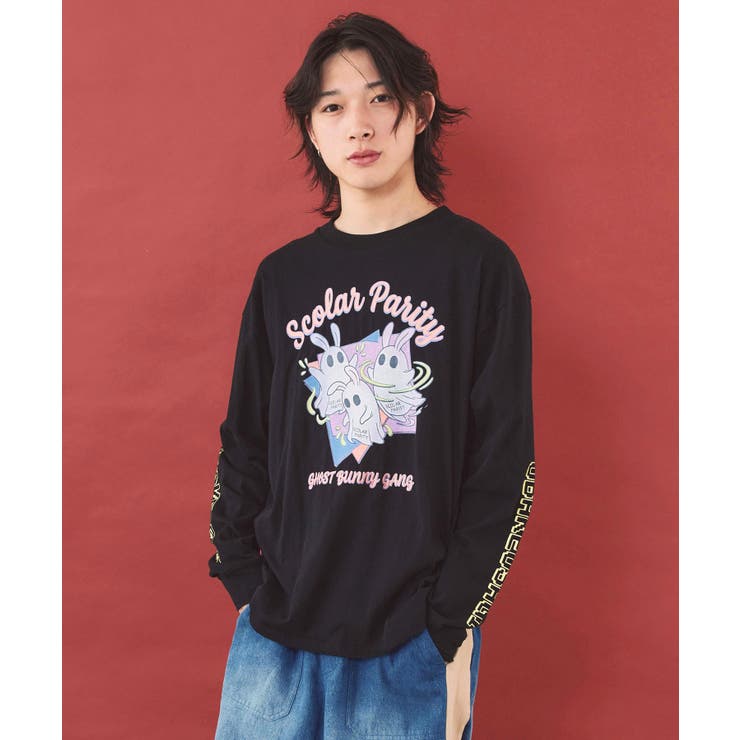 ブラック | ぐるぐるおばけウサギTシャツ | ScoLar