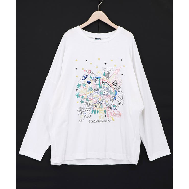 オフホワイト | Parityキャラ 惑星ラメプリントTシャツ | ScoLar