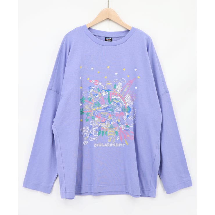 パープル | Parityキャラ 惑星ラメプリントTシャツ | ScoLar