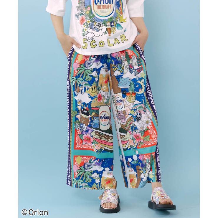 ネイビー | orion×ScoLar スカーフ柄パンツ | ScoLar