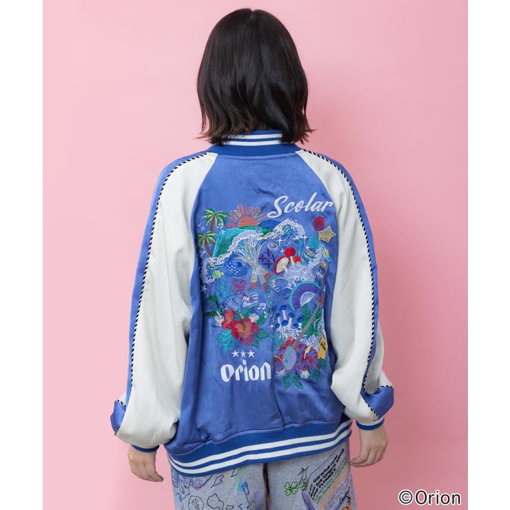 ネイビー | orion×ScoLar リゾートフェス刺繍スカジャン | ScoLar