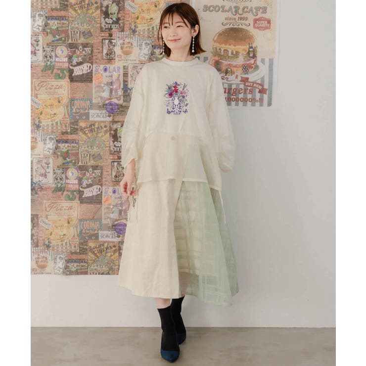 スカラー　お花の刺繍が素敵な2way ブルゾン　未使用 スカラー / スカラーでおめかし柄or花柄アップリケ風 2柄展開