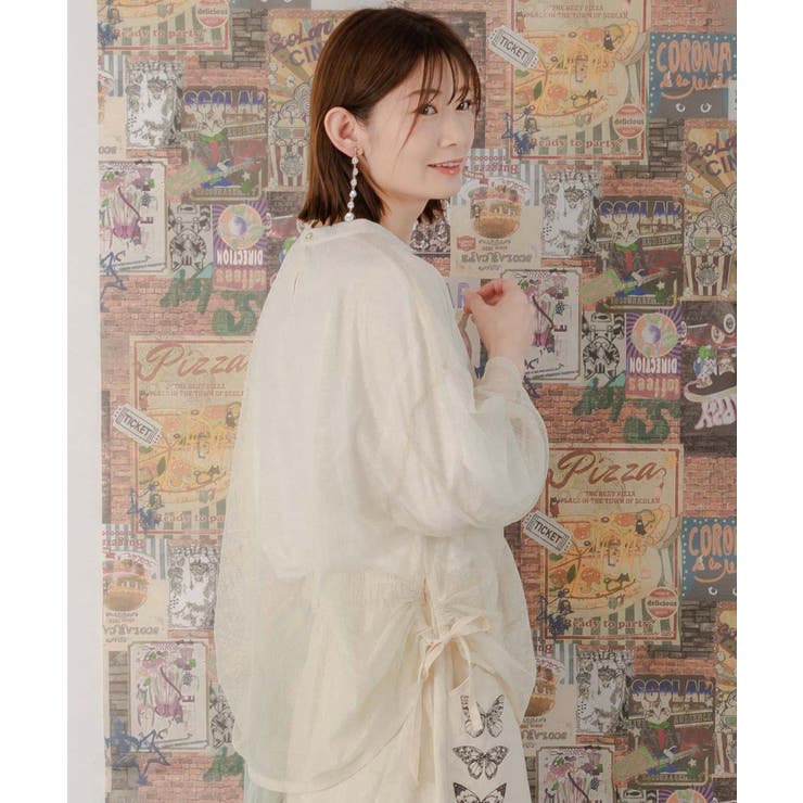 【SALE 30%OFF】 is ScoLar イズスカラー ネコ 花 刺繍 メッシュ 重ね プルオーバー 春 夏 レディース 長袖 ロンT おしゃれ カットソー カジュアル ネコ花刺繍メッシュ重ねプルオーバー[品番：SRSW0000086