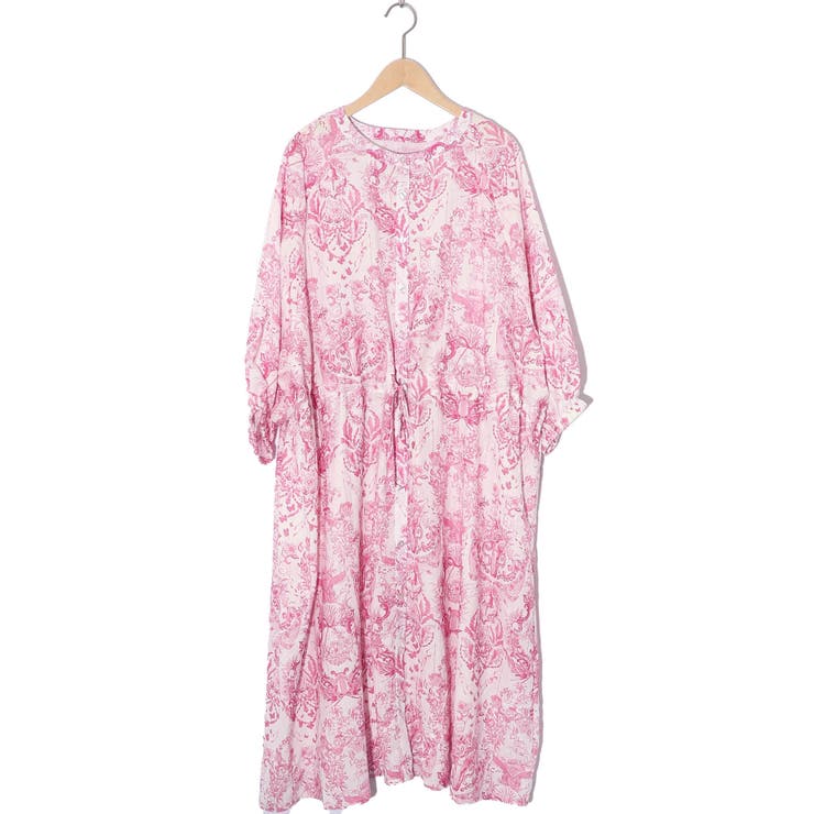 海総柄シアーチェック 前開きシャツワンピース[品番：SRSW0000146