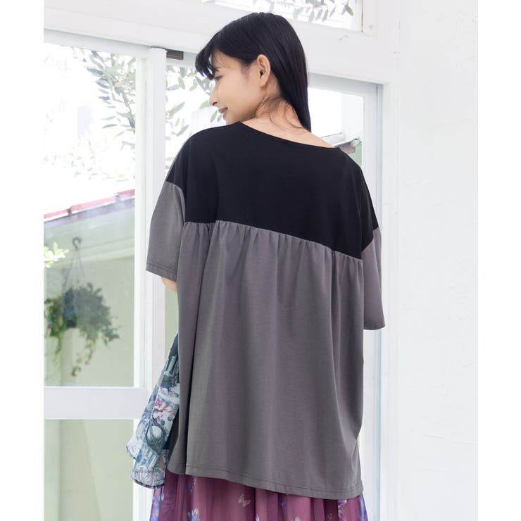 トップス is ScoLar イズ スカラー 552243 天体コラージュ柄切替プルオーバー シック フェミニン ガーリー 原宿系 個性的 ポイント イズスカラー / 天体コラージュ柄切替プルオーバー | BRAND