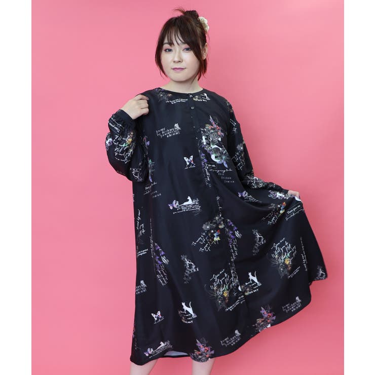 Sandieワンピース　Lサイズ 小さいサイズ スキッパーシャツワンピース 低身長さん・小柄女性