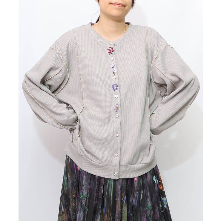 グレー | バイカラーメロウ ワッフルカーディガン | ScoLar