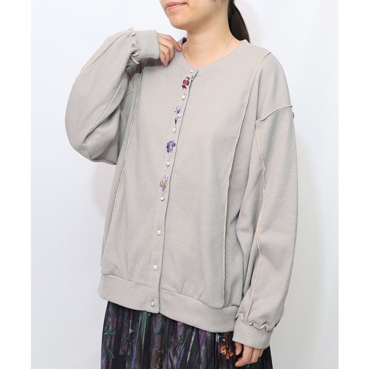 バイカラーメロウ ワッフルカーディガン | ScoLar | 詳細画像4 