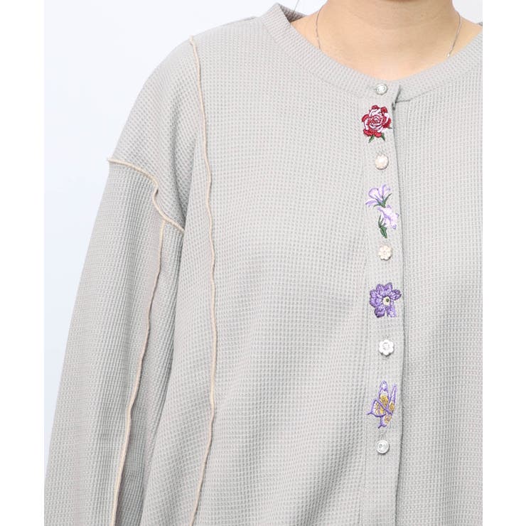 バイカラーメロウ ワッフルカーディガン | ScoLar | 詳細画像8 