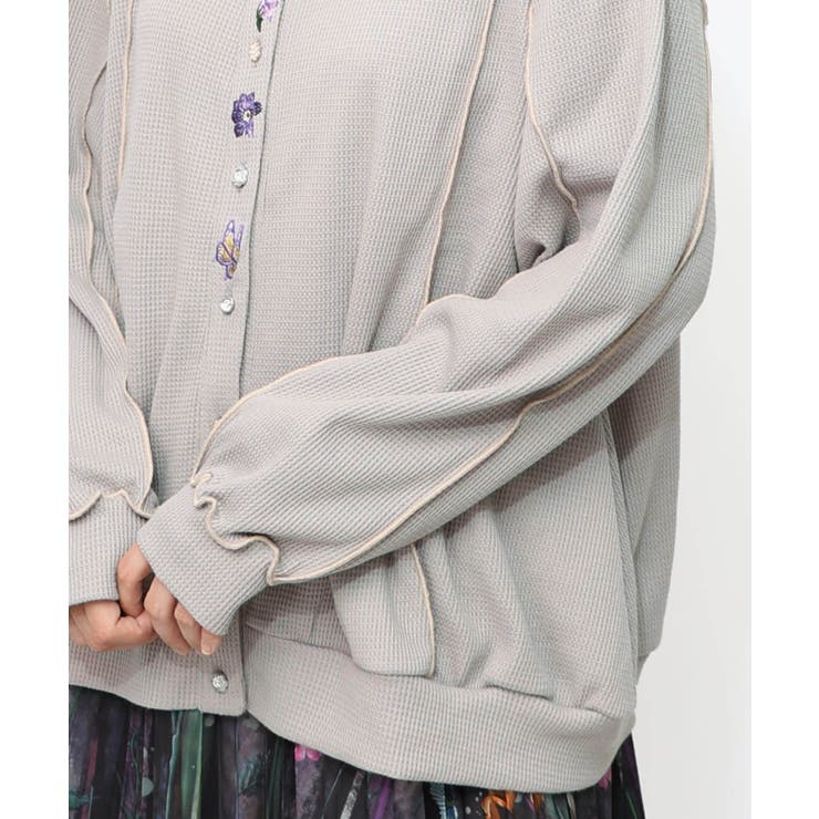 バイカラーメロウ ワッフルカーディガン | ScoLar | 詳細画像10 