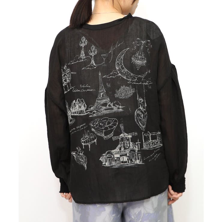 パリ柄ガーゼ 2WAYシャツプルオーバー | ScoLar | 詳細画像14 