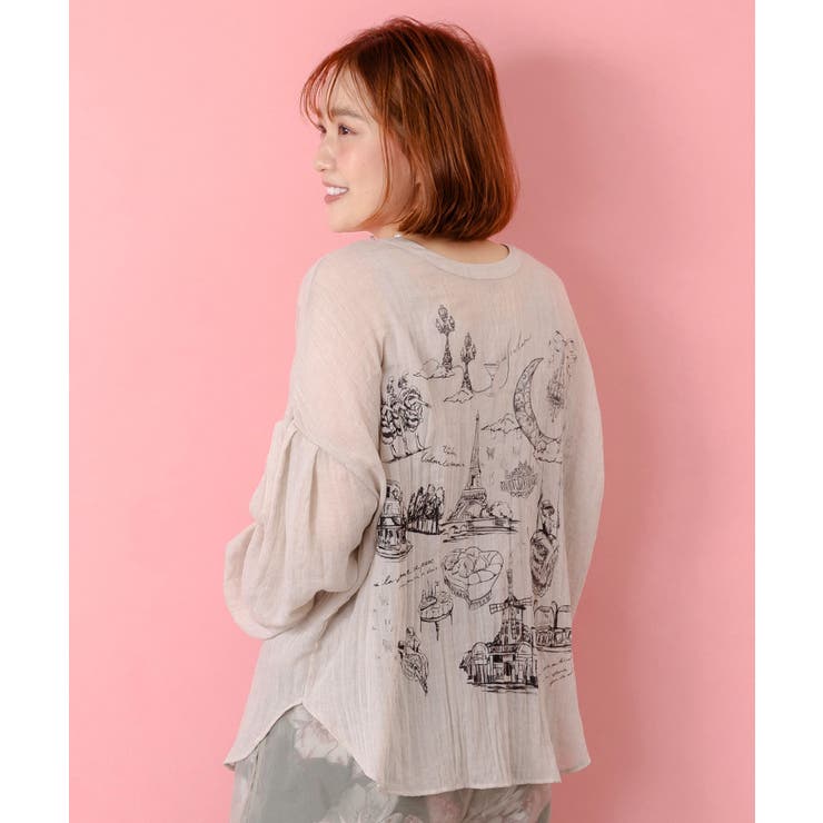 アイボリー | パリ柄ガーゼ 2WAYシャツプルオーバー | ScoLar