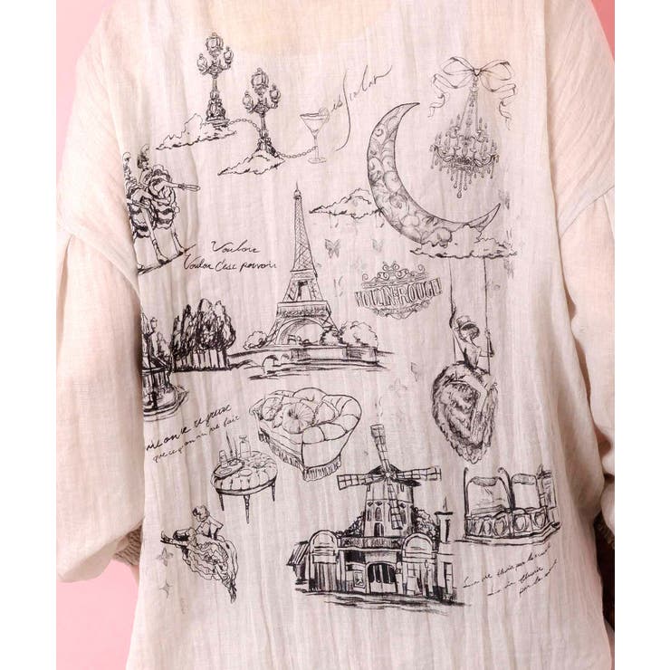 パリ柄ガーゼ 2WAYシャツプルオーバー | ScoLar | 詳細画像9 