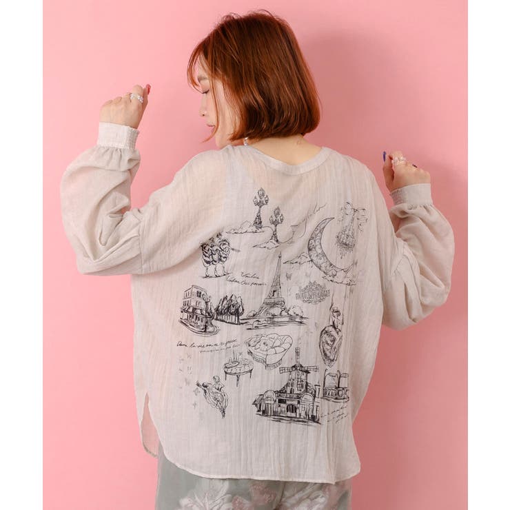 パリ柄ガーゼ 2WAYシャツプルオーバー | ScoLar | 詳細画像4 