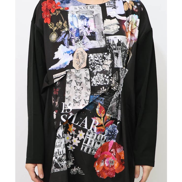 花蝶コラージュ柄ワンピース | ScoLar | 詳細画像12 