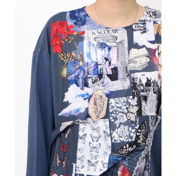 花蝶コラージュ柄ワンピース | ScoLar | 詳細画像17 