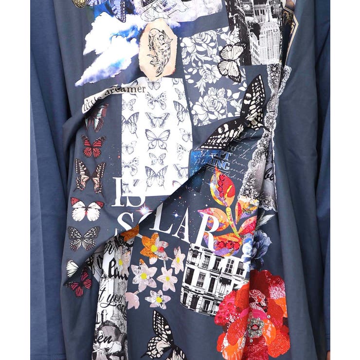 花蝶コラージュ柄ワンピース | ScoLar | 詳細画像19 