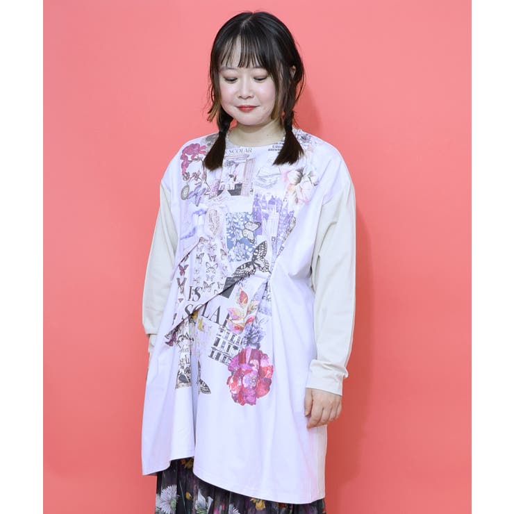 花蝶コラージュ柄ワンピース | ScoLar | 詳細画像2 