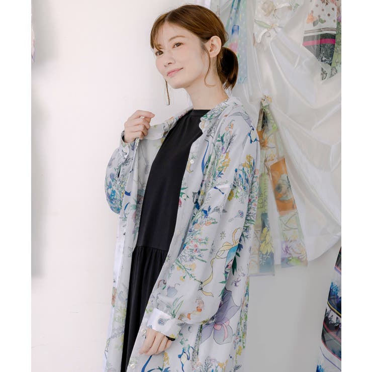 星座と花束柄シャツワンピース | ScoLar | 詳細画像8 