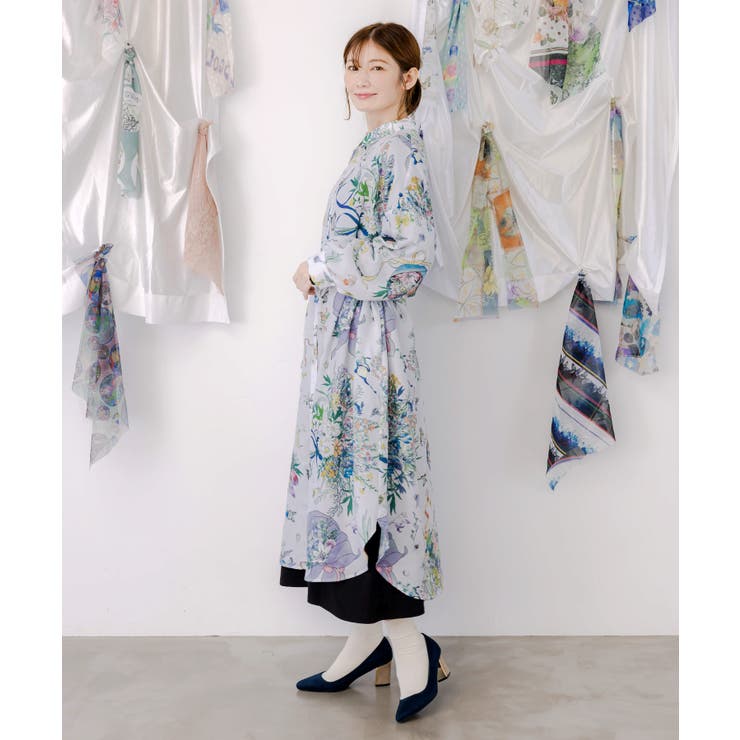 星座と花束柄シャツワンピース | ScoLar | 詳細画像2 