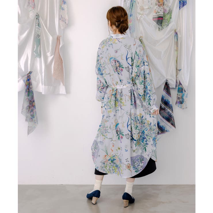 星座と花束柄シャツワンピース | ScoLar | 詳細画像3 