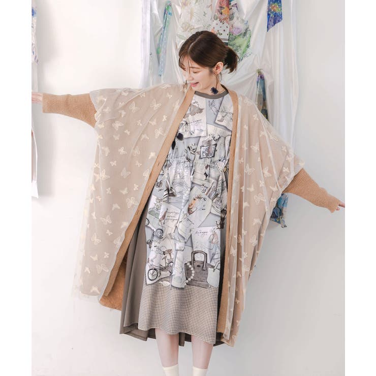 蝶々チュール×ラメ入りニットカーディガン | ScoLar | 詳細画像4 