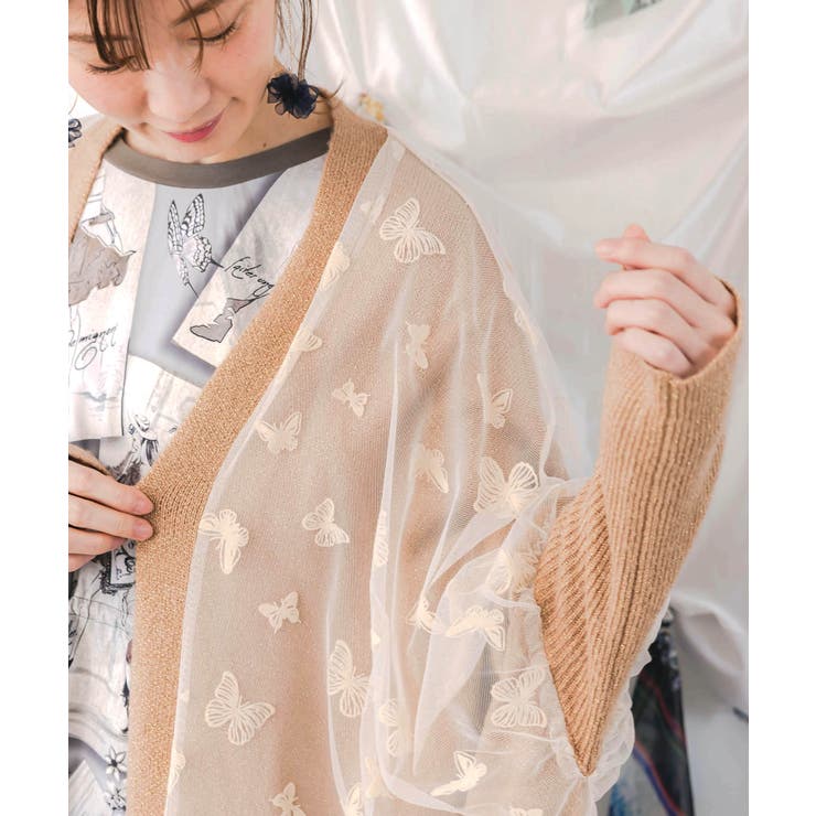 蝶々チュール×ラメ入りニットカーディガン | ScoLar | 詳細画像5 