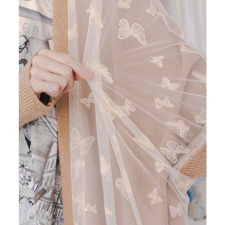 蝶々チュール×ラメ入りニットカーディガン | ScoLar | 詳細画像6 