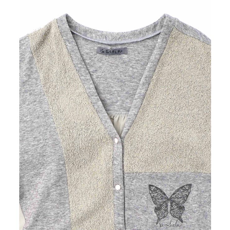 蝶々の異素材切替カーディガン | ScoLar | 詳細画像15 