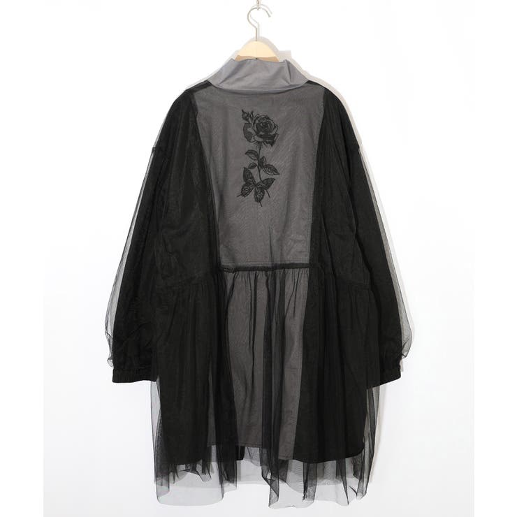 花蝶刺繍チュール重ねロングブルゾン[品番：SRSW0000247]｜ScoLar
