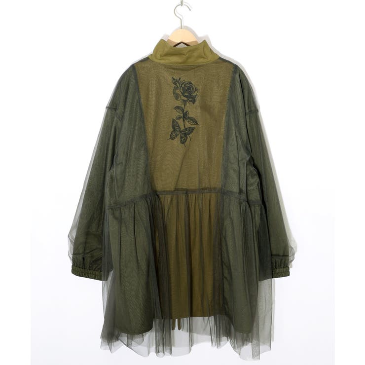 花蝶刺繍チュール重ねロングブルゾン[品番：SRSW0000247]｜ScoLar