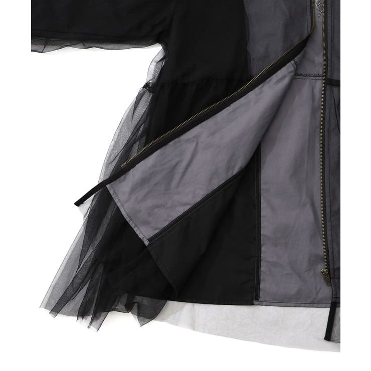 花蝶刺繍チュール重ねロングブルゾン[品番：SRSW0000247]｜ScoLar