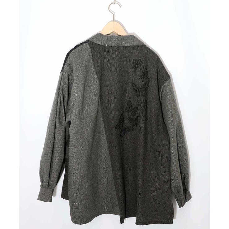 iS ScoLar 553229：レースと蝶々の異素材切替ジャケット 553229：レースと蝶々の異素材切替ジャケットの通販-ScoLar