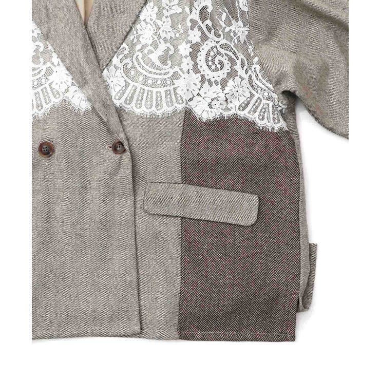 レースと蝶々の異素材切替ジャケット[品番：SRSW0000259