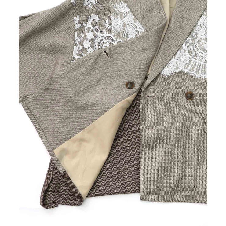 レースと蝶々の異素材切替ジャケット[品番：SRSW0000259