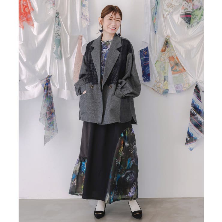 レースと蝶々の異素材切替ジャケット[品番：SRSW0000259]｜ScoLar