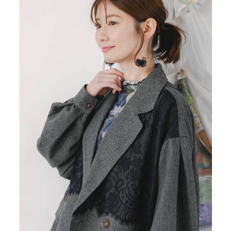 レースと蝶々の異素材切替ジャケット[品番：SRSW0000259]｜ScoLar