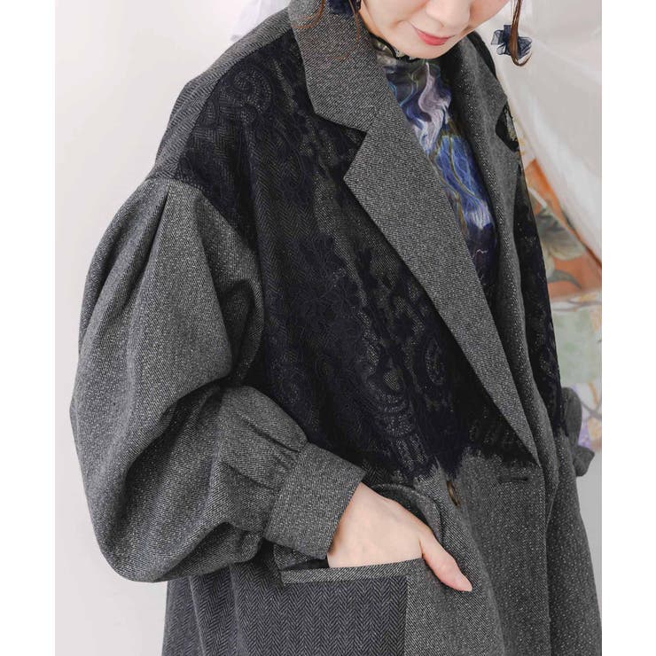 レースと蝶々の異素材切替ジャケット[品番：SRSW0000259]｜ScoLar