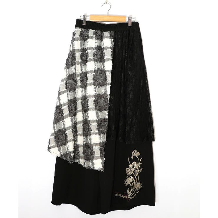 レース×チェック柄 異素材切替パンツ | ScoLar | 詳細画像19 