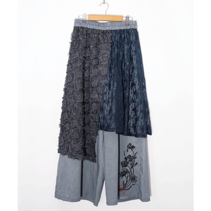 レース×チェック柄 異素材切替パンツ | ScoLar | 詳細画像21 