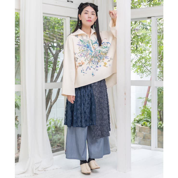 レース×チェック柄 異素材切替パンツ | ScoLar | 詳細画像9 