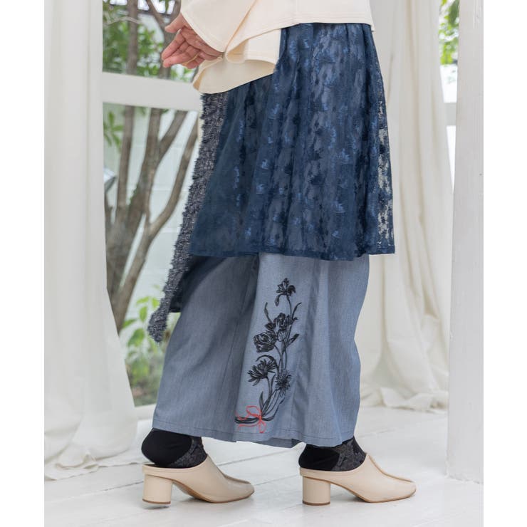 レース×チェック柄 異素材切替パンツ | ScoLar | 詳細画像13 