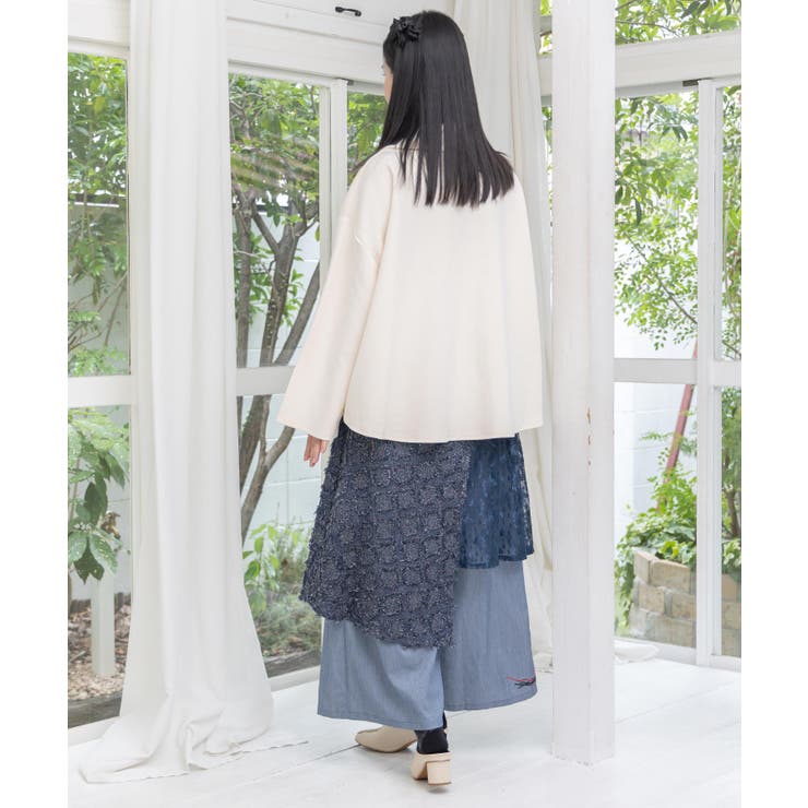 レース×チェック柄 異素材切替パンツ | ScoLar | 詳細画像14 