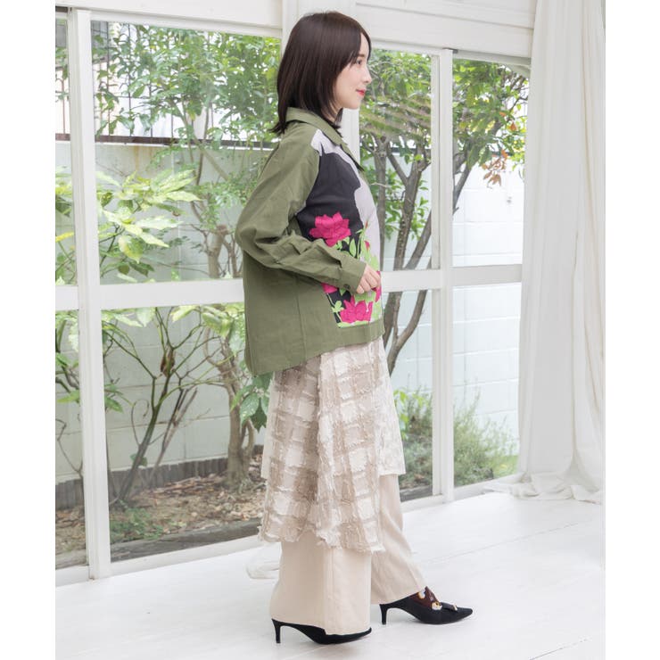 レース×チェック柄 異素材切替パンツ | ScoLar | 詳細画像16 