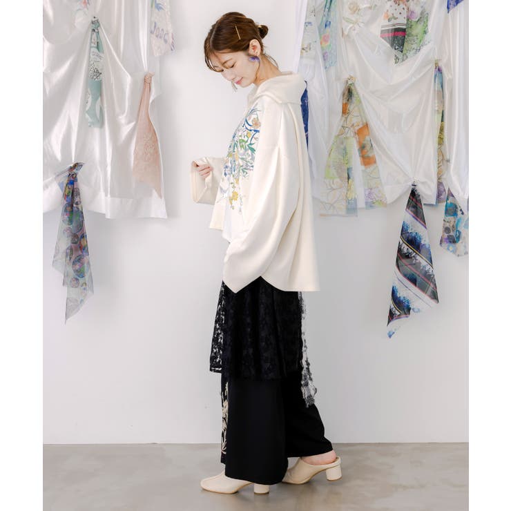 レース×チェック柄 異素材切替パンツ | ScoLar | 詳細画像4 