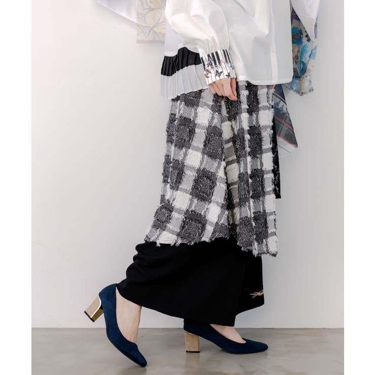 レース×チェック柄 異素材切替パンツ | ScoLar | 詳細画像5 