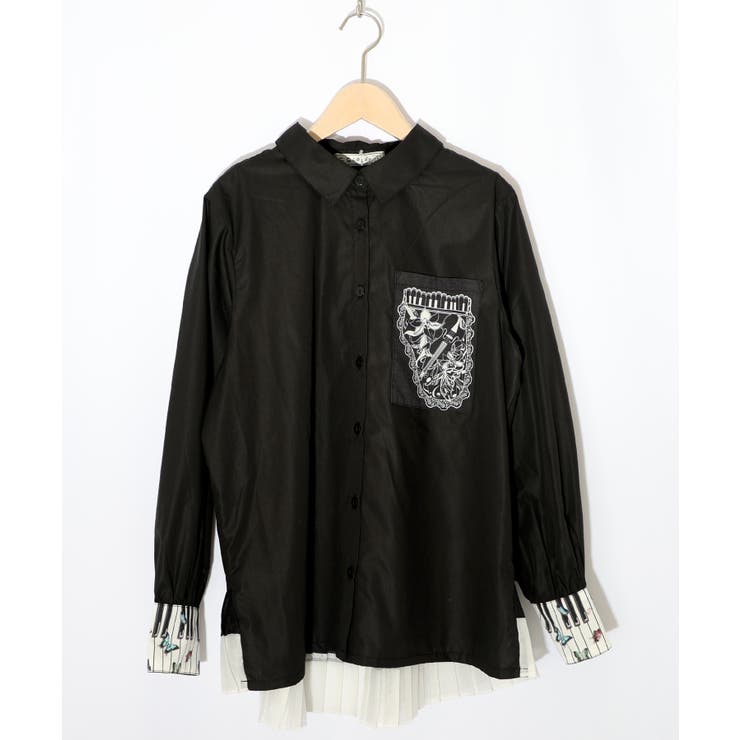 ブラック | 鍵盤柄切替シャツ | ScoLar