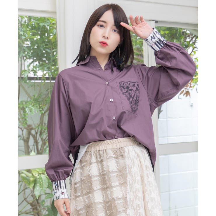パープル | 鍵盤柄切替シャツ | ScoLar