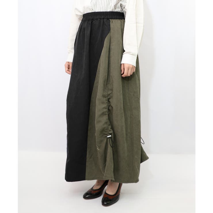 花刺繍バイカラー切替 ドロストスカート | ScoLar | 詳細画像8 