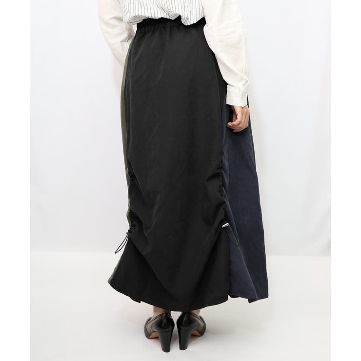 花刺繍バイカラー切替 ドロストスカート | ScoLar | 詳細画像9 